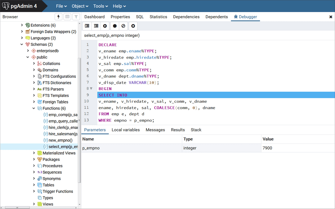 Program on which a global breakpoint was set