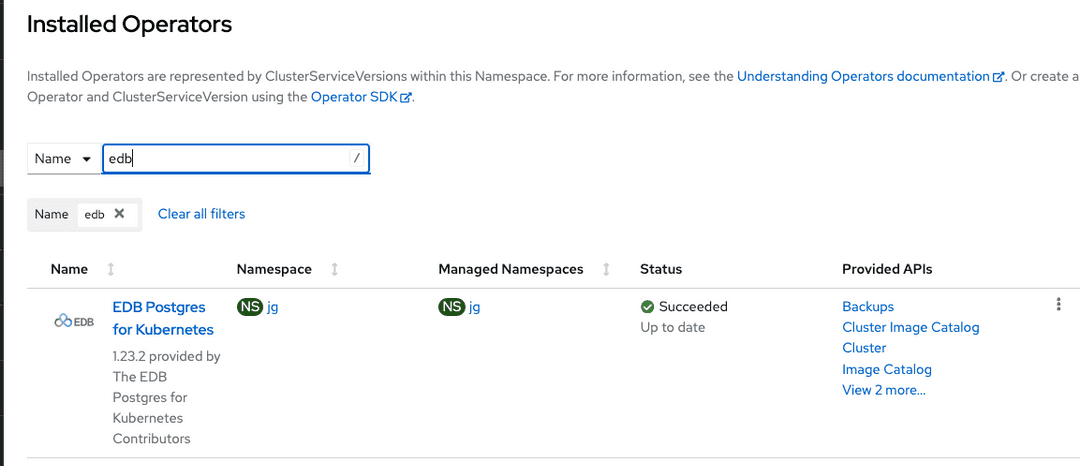 Multi namespace installation displayed in the web console